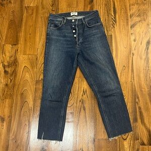 Agolde skinny jeans size 27 frayed hem dark wash